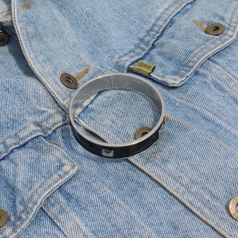 80s Vintage Silver/Black Metal Stud Bangle Bracelet - Picture 5 of 6